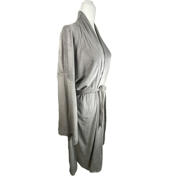 SKIMS Size Med Velour Long Wrap Robe Gray Belted Soft Plush Lounge Pockets - Picture 3 of 12